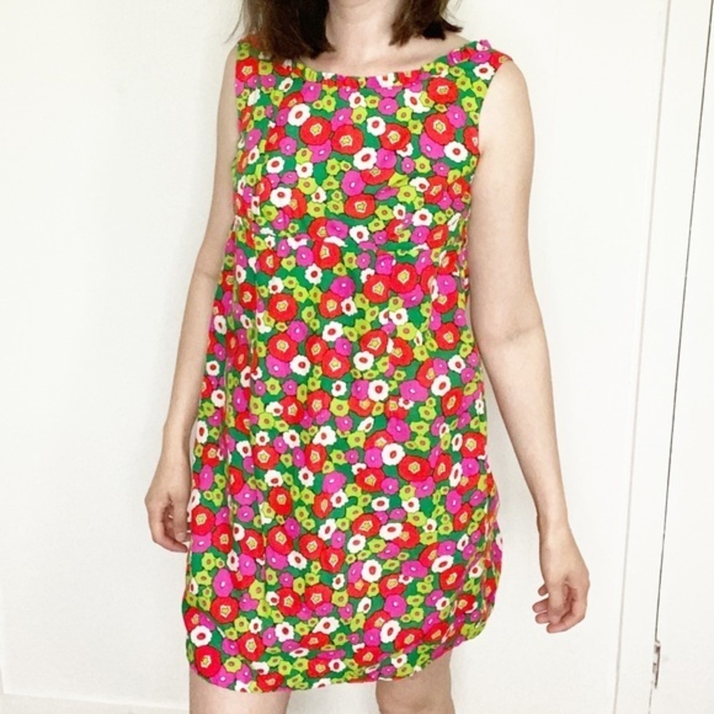 Vintage 1960’s Lanz Originals babydoll dress mini‎ bright floral low back XS